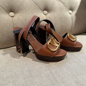 Valentino platform sandals in brown leather